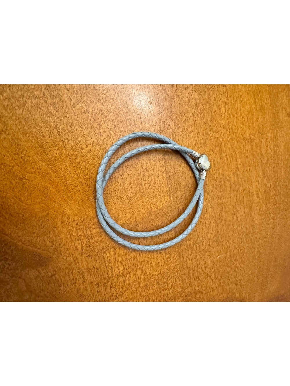 Light Gray Braided PU Leather Wrap Bracelet with Silver Clasp